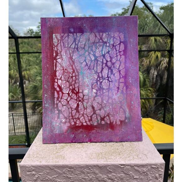 Acrylic Custom Painting Purple Blue Silver White Pink - Picture 6 of 6